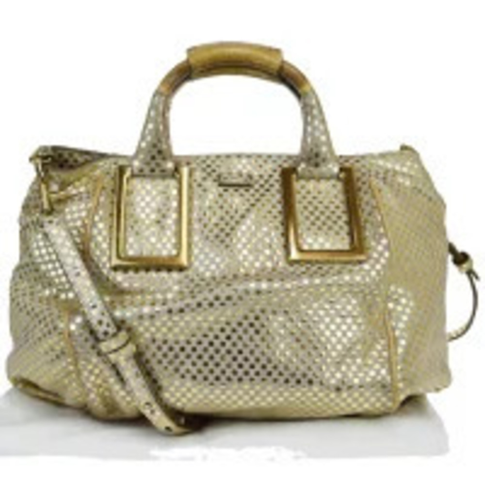 Chloe Ethel Handbag Shoulder Bag Gold Leather